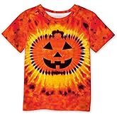 Halloween Little Kids Orange Tie Dye Pumpkin Jack O' Lantern Tee Round Neck Funny Tshirt 4 Years