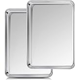 TeamFar Baking Sheet, 20’’×14’’×1’’, Cookie Sheet Half Sheet Baking Pans Stainless Steel, Non Toxic & Healthy, Heavy Duty & Thick Gauge, Mirror Finish & Dishwasher Safe - 2 Piece