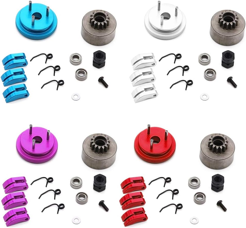 Shefii 14t Gear Flywheel Assembly 1 8 Rc Car Bearing Clutch Bell Shoes Nut Springs Set