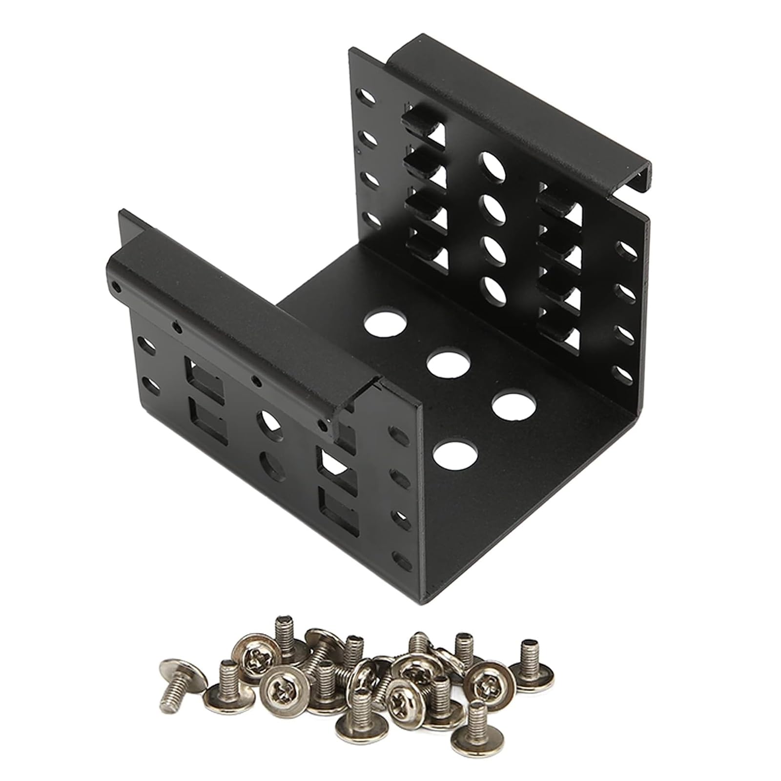 Nicoone 2.5in HDD Mounting Rack, Aluminium Alloy, Black, Supports SATA & IDE, 4x 2.5in HDD/SSD, Easy Installation