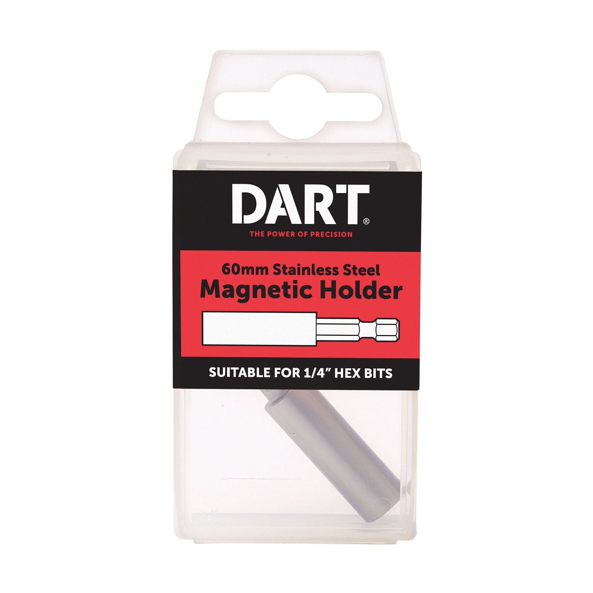 DART Stainless Steel Magnetic Bit Holder | 60mm | Suitable for 1/4” Hex Bits | Stainless Steel | Silver