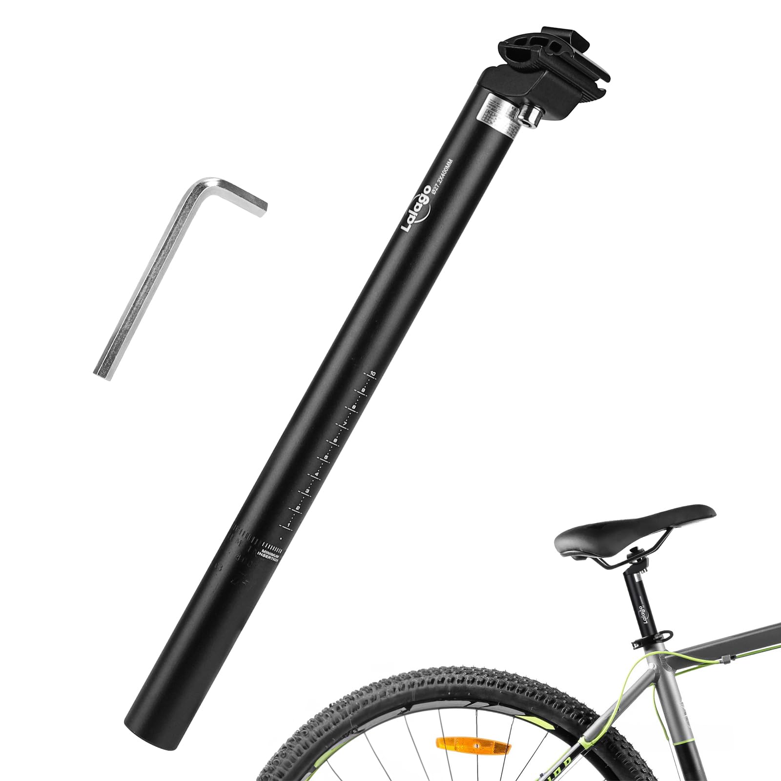 LALAGO Bicycle Seat Post 27.2 mm Aluminium Seat Tube Seat Post 400 mm for Mountain Bikes Road Bike Track