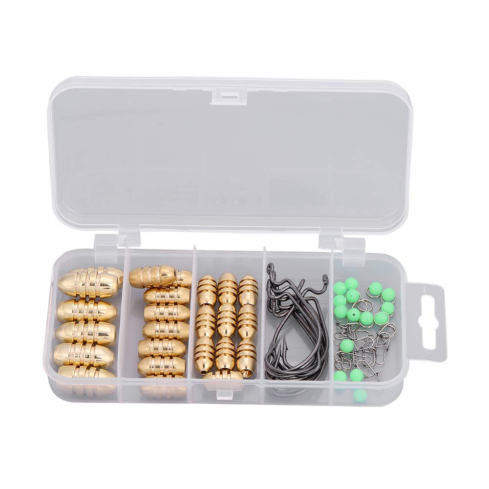 WGFOIP Fishing Accessories Kit, Fishing Weights Brass Sinkers Luminous Beads Swivel Ring Connector for Freshwater Saltwater