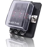 MICTUNING LED Illuminated Automotive Blade Fuse Holder Box 6-Circuit Fuse Block with Cover