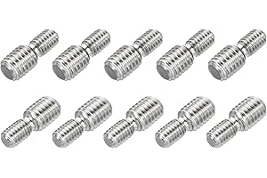 HiPicco M6x10mm to M10x10mm Double End Threaded Stud Screw Reducing Bolt,304 Stainless Steel Thread Reducer Adapter for Furni