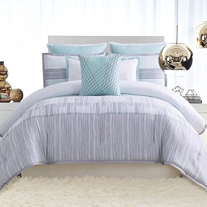 Amazon Com 3 Piece Modern Style Mist Green Pintuck Duvet