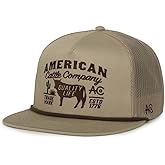 American Cattle Co. Bull Crest Adjustable Snapback Hat Khaki
