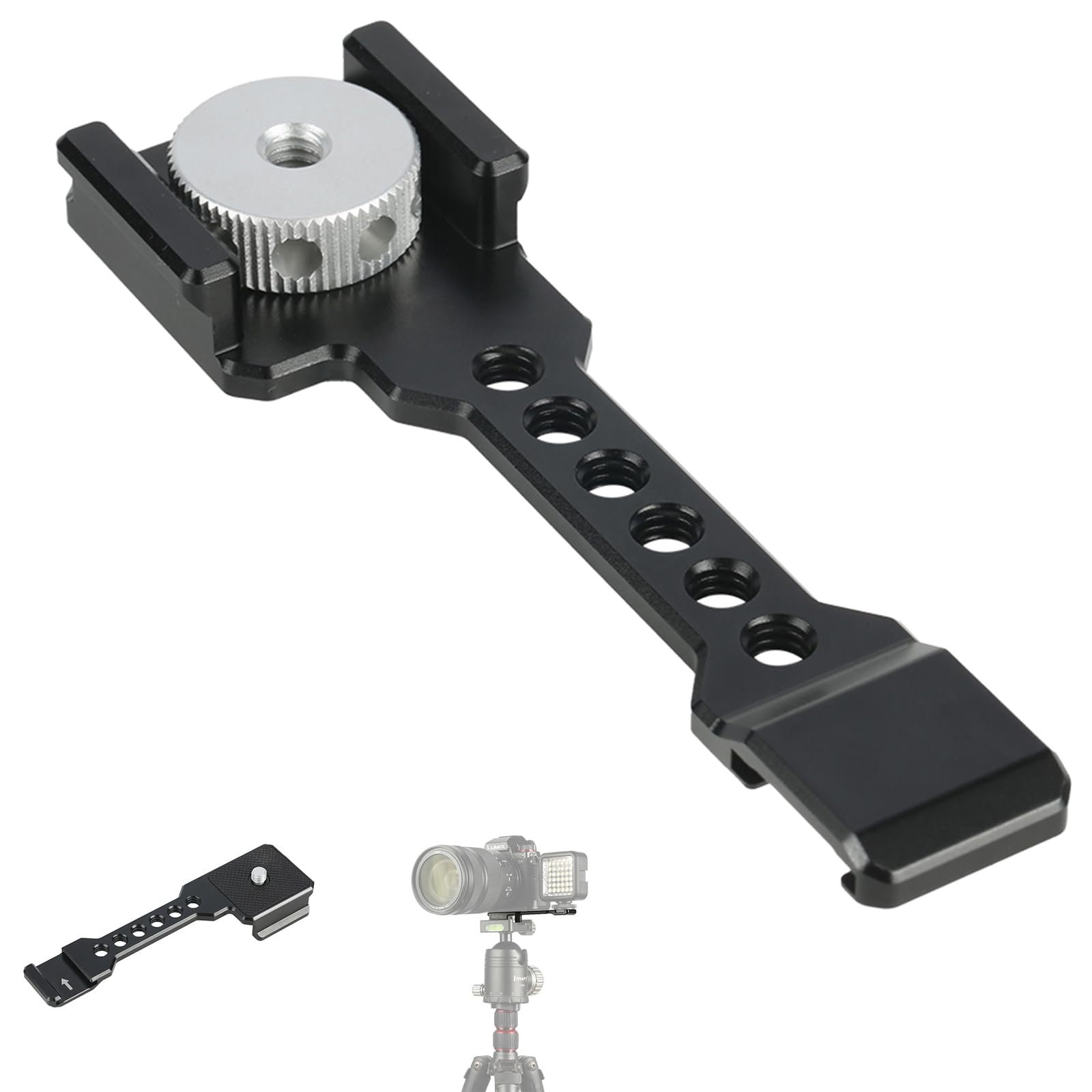 NICEYRIG Arca Swiss Quick Release Clamp with Cold Shoe Extension Bar, DSLR Mirrorless Camera Shoe Bracket for Video Light Microphone - 433