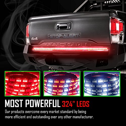 Stop-Alert 60" Most Powerful Truck Tailgate Light Bar Strip Multi-Function - For Running Lights, Brake Signal, Reverse Back Up for SUV, Dodge Ram, Ford F-150 (60in X 324 LEDs Light Strip)