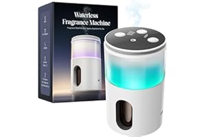 Pmsusoow Waterless Diffuser for Essential Oil: Mini Battery Scent Diffuser for Room&Home&Car with 9 Colors LED Light - Aroma Cool Mist Machine Snow White