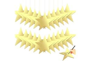 COJOSQC 40 PCS Golden Star Cutouts & Party Wall Decorations. Gold Cardstock for Bulletin Board Decorations. Must-Have Gold Star Paper for Poster Boards. Stars Glitter Party Supplies. 6 in