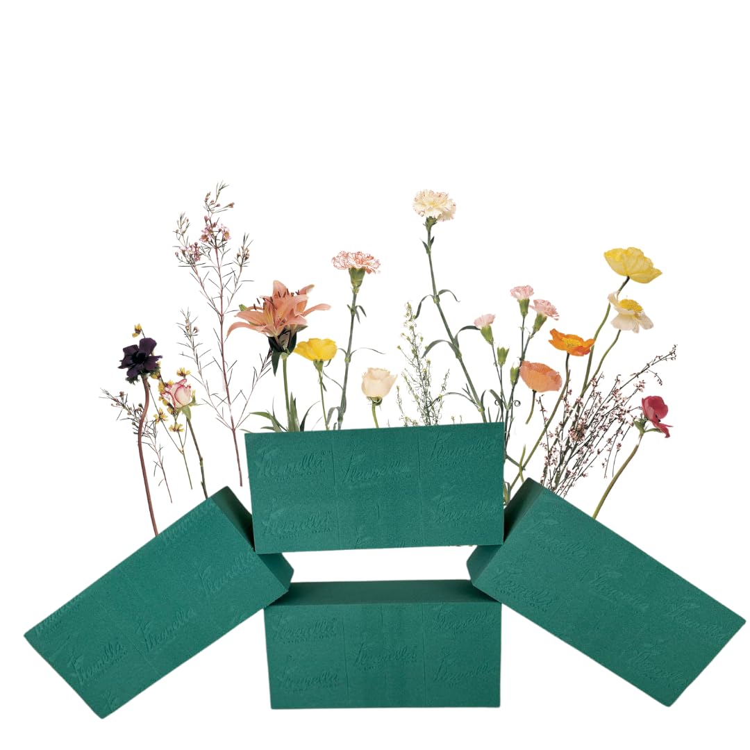 4X Floral Foam Blocks, Standard Green Wet Flower Bricks for Fresh Flower Arrangements