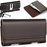 Gcepls Leather Phone Holster for iPhone 15 Pro Max,14 Pro Max,Galaxy S23 Ultra,S22 Ultra,Premium Genuine Leather Cell Phone Holster with Belt Clip,Phone Belt Holder Pouch Cover Case(Fits Thin Case on)