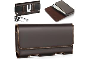 Gcepls Leather Phone Holster for iPhone 15 Pro Max,14 Pro Max,Galaxy S23 Ultra,S22 Ultra,Premium Genuine Leather Cell Phone Holster with Belt Clip,Phone Belt Holder Pouch Cover Case(Fits Thin Case on)