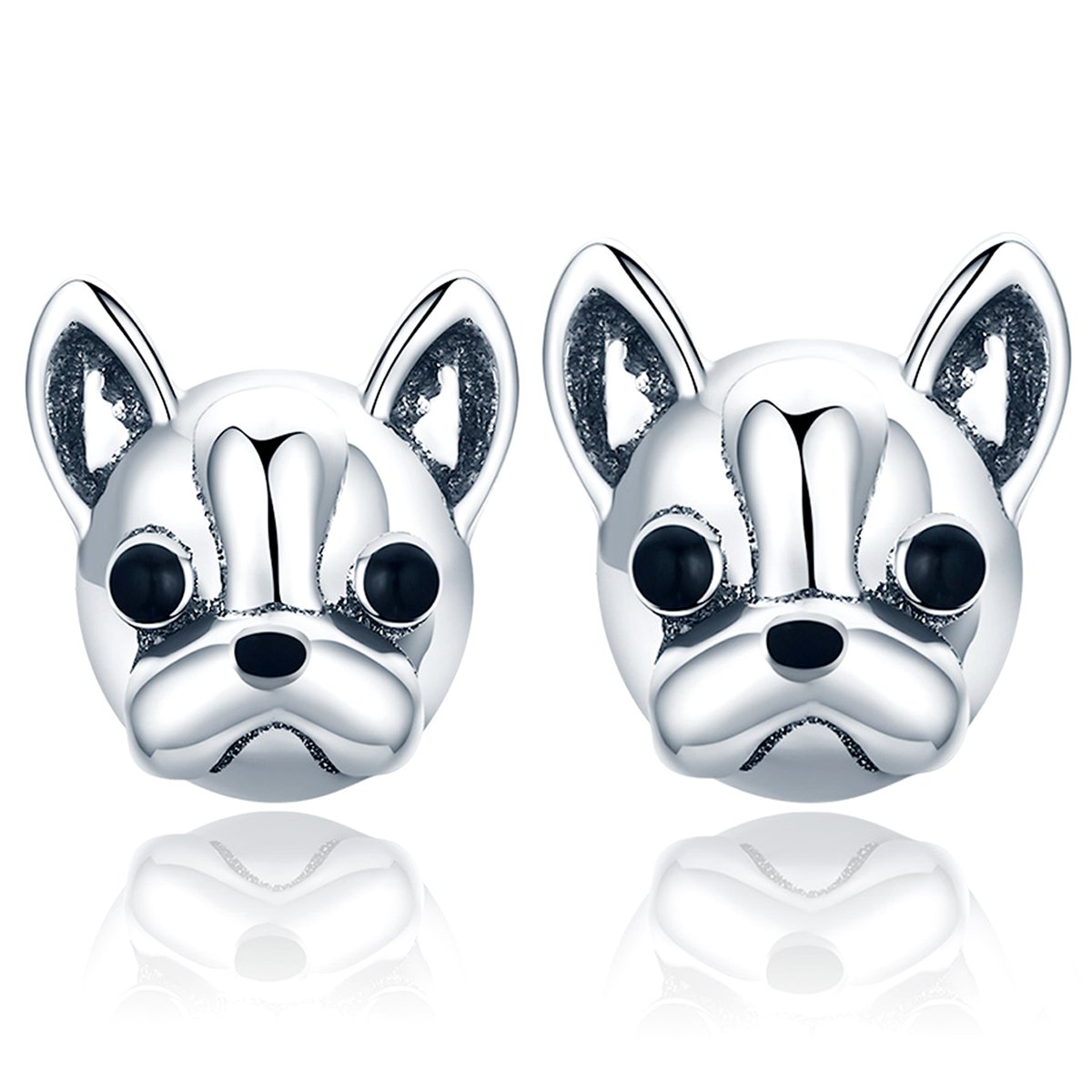 Presentski Ear Stud Men Women Sterling Silver Stud Earrings French Bulldog Jewelry Earring,Dog Shape with Gift Box
