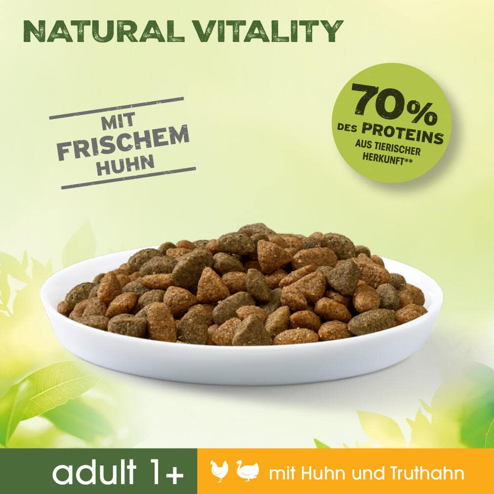 PERFECT FIT Natural Vitality - Katzenfutter Trockenfutter Adult 1+ - Huhn und Truthahn, 6 x 650g 6