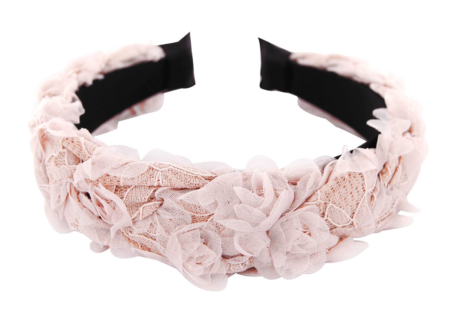 axy HRBLU1 Headband with Flower Wreath Look Beautiful Vintage Look for Wedding Headband Hair Accessories Women's Headband (Dusky Pink)
