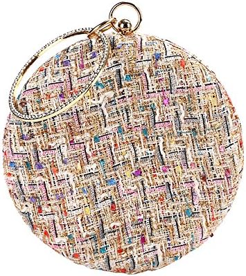 Missfiona Womens Round Clutch Evening Handbag Jeweled Ring Top-handle Party Bag
