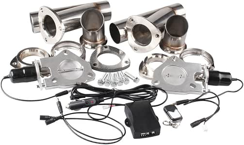 2" JONJEA Electric Exhaust Cutout Valve Kit – Remote Controlled, Stainless Headers, Silver