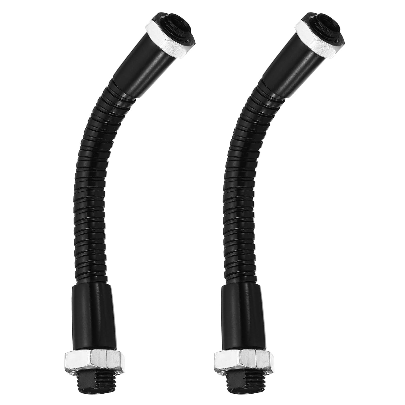 PATIKIL 3.9" Universal Gooseneck Hose, 2 Pcs M10 to M8 Fine Thread Bendable Metal Hose Flexible Arm Soft Tube Extension for Lamp, DIY Equipment, Black