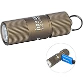 OLIGHT i1R 2 EOS 150 Lumens Tiny Rechargeable Keychain Flashlight EDC Mini LED Keyring Light with Built-in Battery for Camping Hiking Dog Walking etc (Desert Tan)