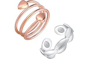 Feraco 2PCS Copper Rings for Women,99.99% Pure Copper Magnetic Thumb Ring with Magnet,Lymphatic Jewelry Gifts for Womens, One