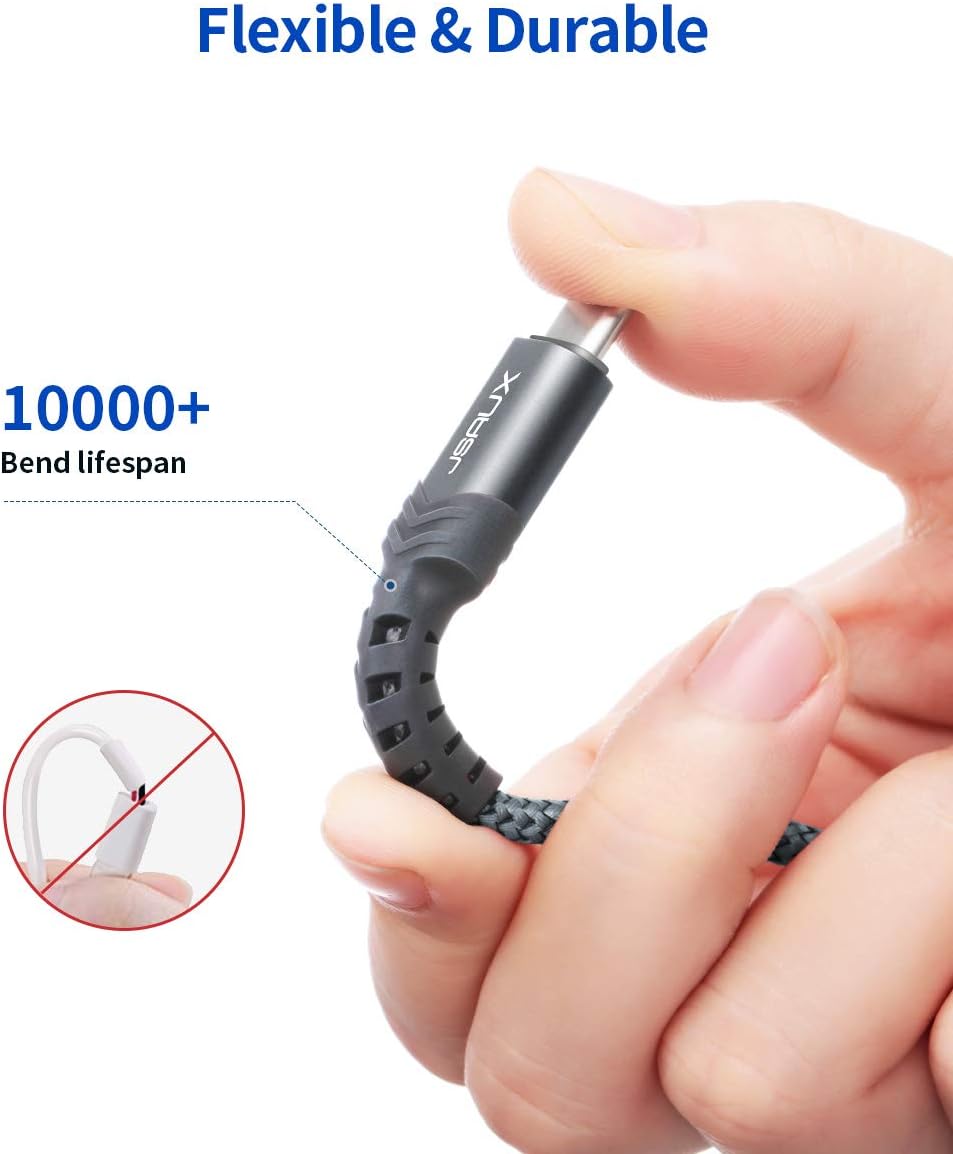 USB Type C Cable 3A Fast Charging, JSAUX(2-Pack 3.3ft+3.3ft) USB-A to USB-C Charge Braided Cord Compatible with Samsung Galaxy S10 S10E S9 S8 S20 Plus,Note 20 10 9 8, and Other USB C Charger (Grey): Industrial & Scientific