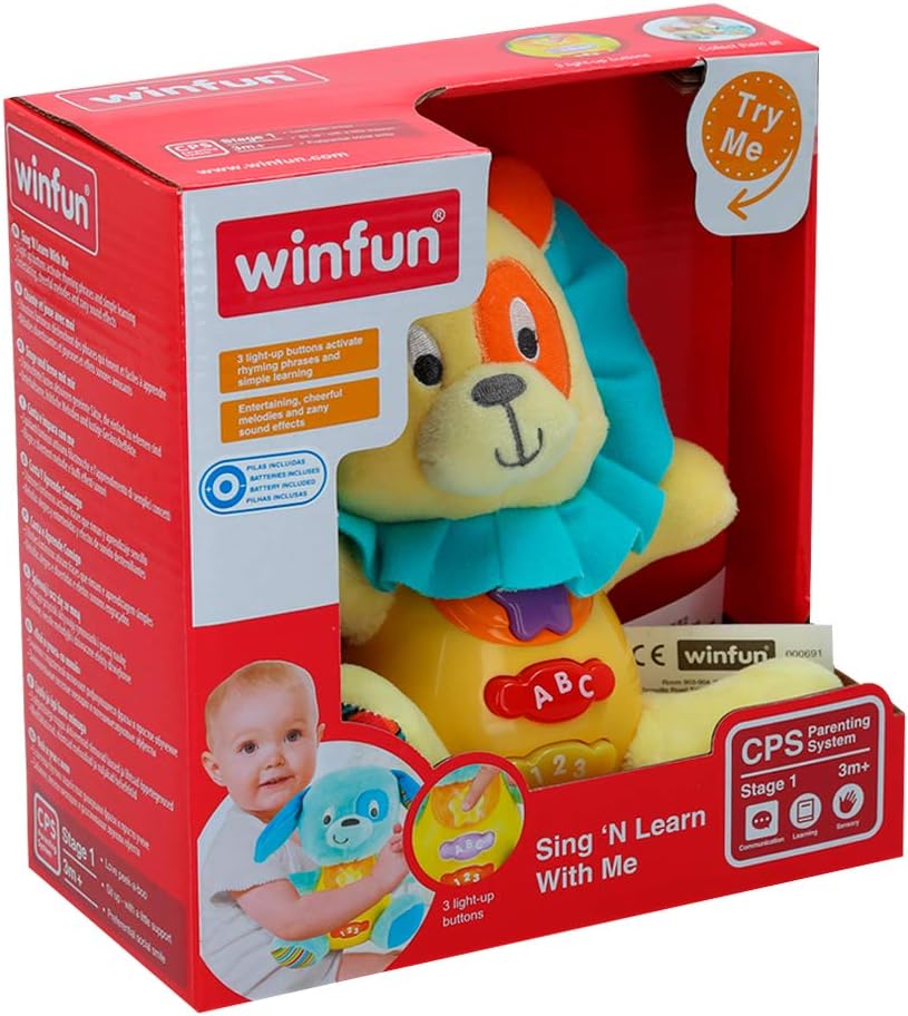 winfun ColorBaby 85178 Talking Plush Toy for Babies Colourful Lights, Language: Spanish Lion, Löwe, 21 centimeters - Image 5