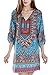 Women Bohemian Neck Tie Floral Print Ethnic Style Shift Dress (Small, pattern 8)
