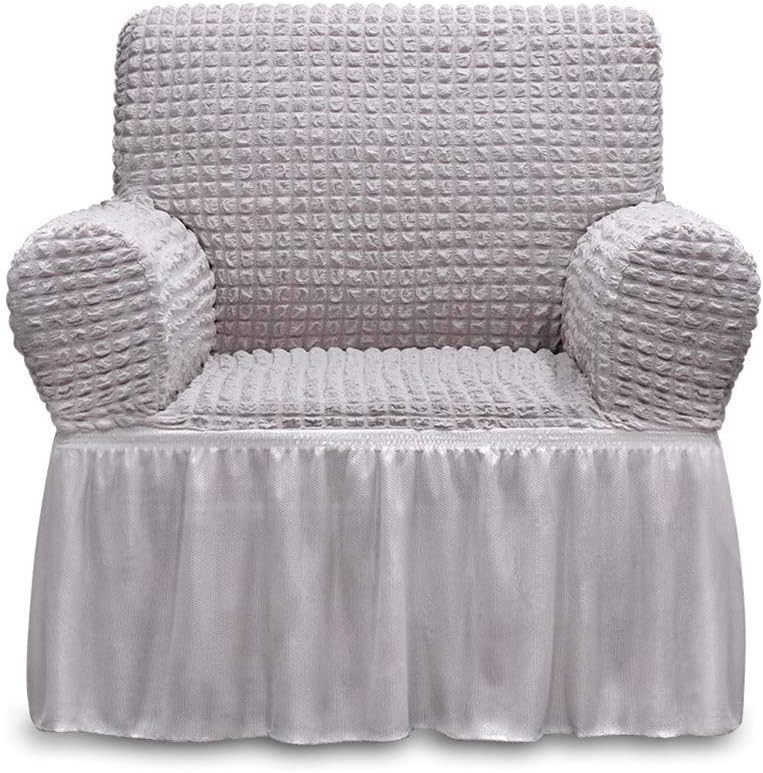 Amazon Com Niceec Armchair Slipcover Grey Armchair Covers 1 Piece Easy Fitted Sofa Couch Cover Universal High Stretchable Durable Furniture Protector With Skirt Country Style 1 Seater Gray Kitchen Dining