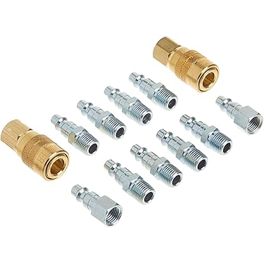 best air coupler for vibration YOTOO 15 Pieces Universal Air Coupler and Plug Kit, Quick Connect Air Hose  Fittings, Heavy Duty Aluminum Air Fittings, Lightweight, Push to Connect air  tools and air compressor, Red main image 1