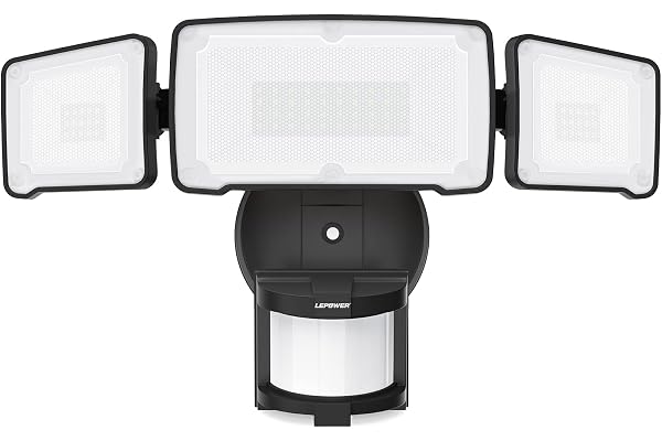 LEPOWER LED Security Light Motion Sensor Outdoor Lights, Bright 38W 4200LM | 180° Motion Sensor, up to 72 ft, Easy to Install