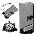 YOKIRIN Galaxy S8 Plus Case, Classic Pattern PU Leather Wallet Case Soft TPU Inner Card ID Holder Stand Feature Folio Flip Wrist Strap Cover for Samsung Galaxy S8 Plus Dust Plug & Pen, Gray & Black