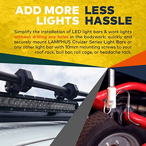 LAMPHUS Cruizer LED Off-Road Light Horizontal Bar Clamp Mounting Kit 1"/ 1.5"/ 1.75"/ 2" [1 Clamp] [Includes Allen Hex Key] [User-friendly] - For Light Bar Bull Bar Tube Clamp Roof Roll Cage Holder