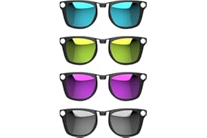 HIBLOKS 4Pcs Polarized Clip for Ray-Ban Meta Wayfarer & Gen 2 (RW4006/RW4012 Regular 50-22), Discoloration Clip for Meta Wayfarer Gen 2 Protect Your Eyes, Cool and Fashion (Silver+Blue+Yellow+Purple)