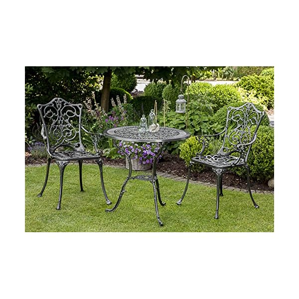 gartenmoebel-einkauf Bistroset Lugano 3-teilig, Aluguss Graphit, wetterfest – Bild 5