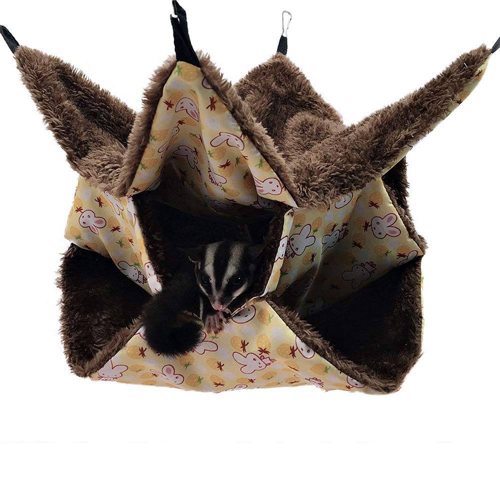 Oncpcare Small Pet Cage Hammock, Sugar Glider Triple Bed Hammock Rat Bed Guinea Pig Cage Accessories Bedding Cozy Ferret Tunnel Cave Small Animals Bed for Chinchilla Parrot Hamster