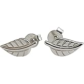 Leaf Stud Earrings 10mm – 925 Sterling Silver, Handmade Dainty Minimalist Fine Jewelry for Women