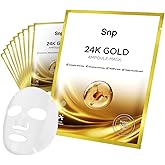 SNP 1000mg Collagen + 24K Gold Ampoule Sheet Mask | Collagen Face Masks Skincare | Tightening, Hydrating, and Nourishing | Korean Skin Care | Overnight Face Masks | Moisturizing Face Mask | 10 Sheets