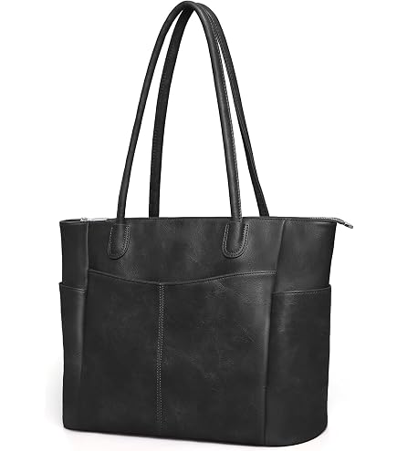 Black Tote Bag for Women Work 25L Large Travel Vegan Leather Ladies Handbags Weekender Purses : Clothing, Shoes & Jewelry