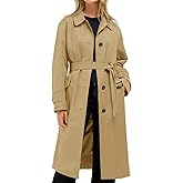 Tankaneo Womens Trench Coats Single Breasted Long Windproof Overcoat with Pockets and Belt
