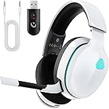 Gvyugke Wireless Gaming Headset 2.4GHz USB for PS5, PS4, PC, Switch, Mac, Bluetooth 5.2 Gaming Headphones with Detachable Mic