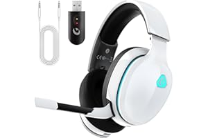 Gvyugke Gaming Headset Wireless 2.4GHz for PS5, PS4 Fortnite/Call of Duty/FPS Gamers, PC, Switch, Bluetooth 5.3 Gaming Headphones with ENC Microphone, Surround Sound, 40+H Battery (White)