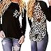 Chin's Women's Sexy Crewneck Leopard Long Sleeve T-shirts Tops (M)