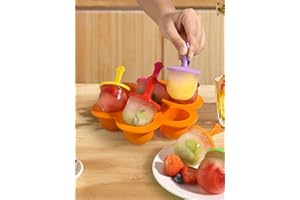 Silicone Popsicle Molds – 7-Cavity Reusable Ice Cream Mold with Lids and Sticks for Homemade Frozen Treats, Orange