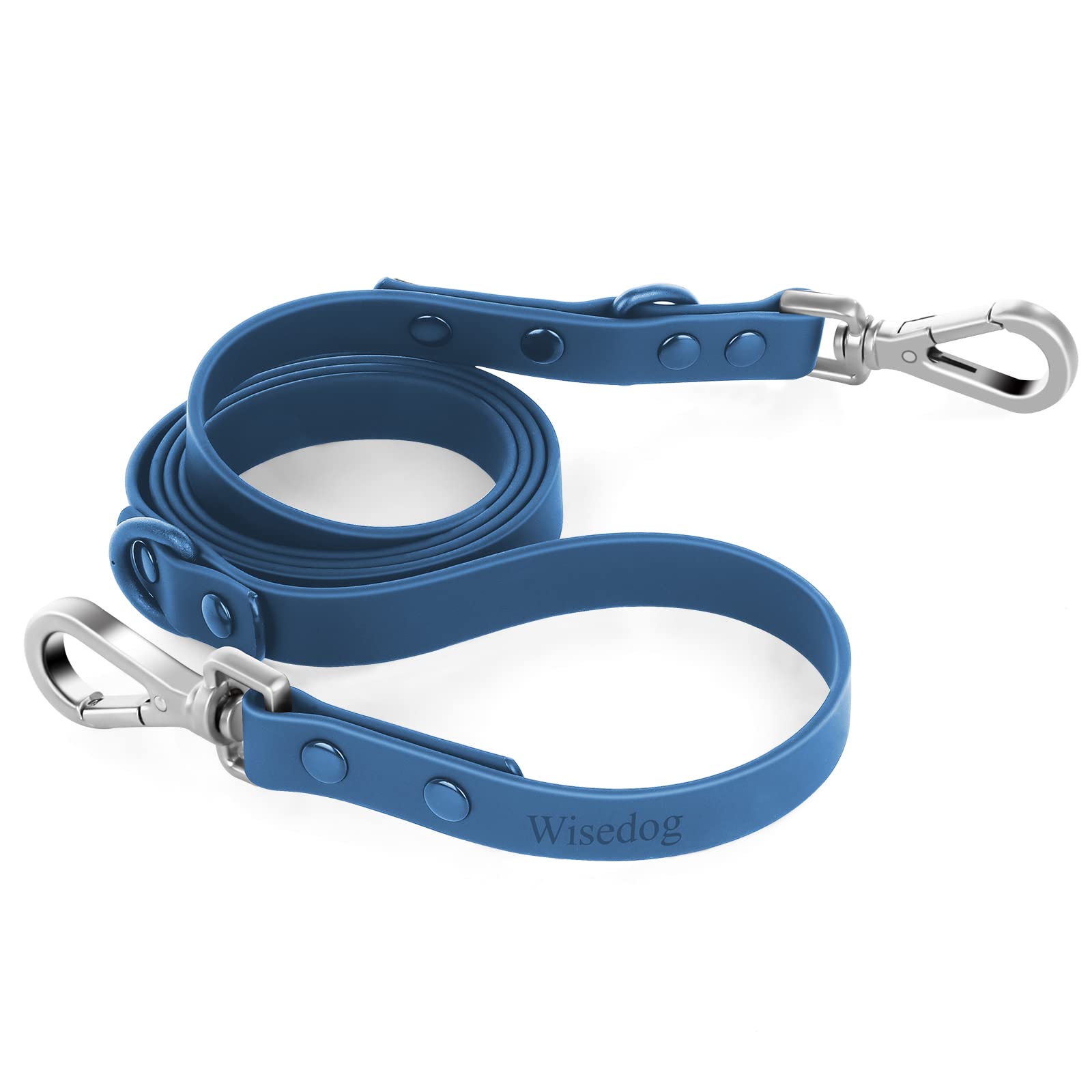 Photo 1 of Wisedog Waterproof Dog Leash – 5ft/6ft Adjustable with 2 Hooks & Traffic Handle, Easy to Clean Double Clip Leash for Small, Medium, Large Dogs (Navy,L)