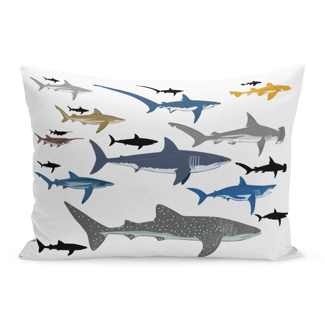 Semtomn Throw Pillow Covers Blue Whale Shark Species Reef Black Tip Life Pillow Case Cushion Cover Lumbar Pillowcase Decoration for Couch Sofa Bedding Car 20 x 30 inchs