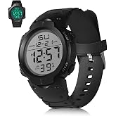 YUEWEESER Mens Digital Watch Women Sports Military Watches | Waterproof Outdoor Large Display with LED Back Light Alarm Date for Swimming Training Running Outdoor Indoor Activities