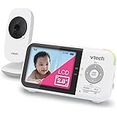 VTech VM819 Monitor de bebé, pantalla de 2.8 pulgadas, visión nocturna, audio de 2 vías, sensor de temperatura y canciones de