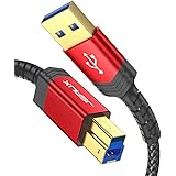 USB 3.0 Cable A Male to B Male, JSAUX 6.6ft USB 3 Type B Cord Nylon Braided Compatible with Docking Station, External Hard Dr